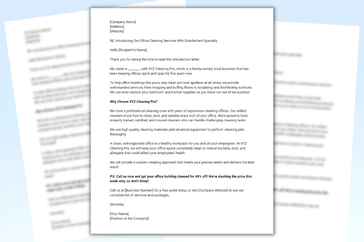 Letter Offering Cleaning Services Free Template You Can Use
